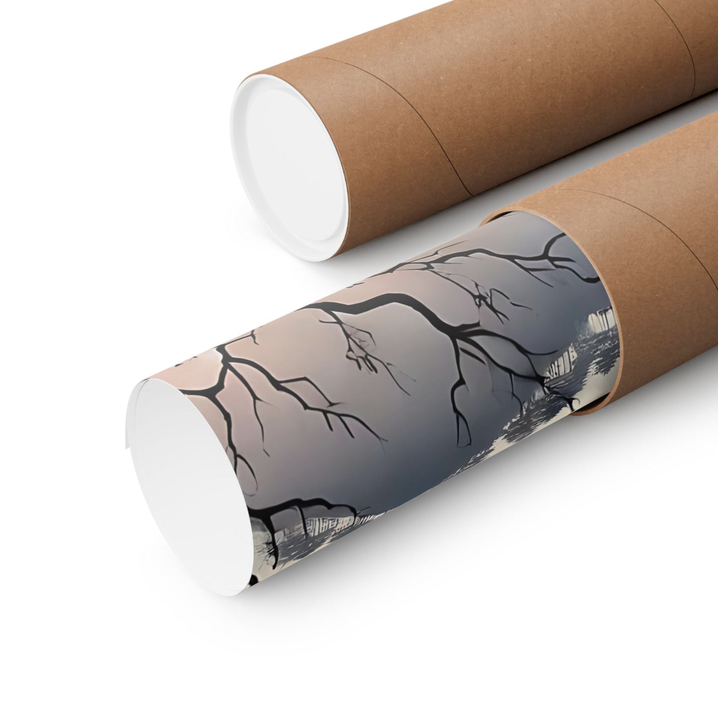 Cherry Blossom Mountain Art Poster