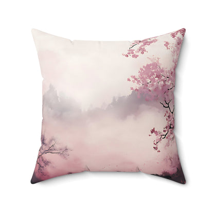 Misty Japanese Cherry Blossom Tree Pillow