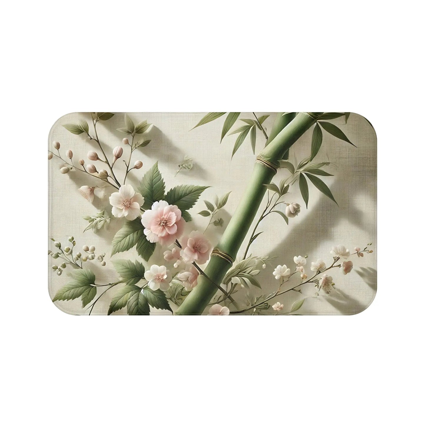 Floral Bamboo Bath Mat
