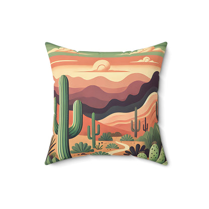 Desert Sunset Cactus Pillow