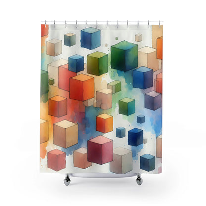 Color Block Shower Curtain