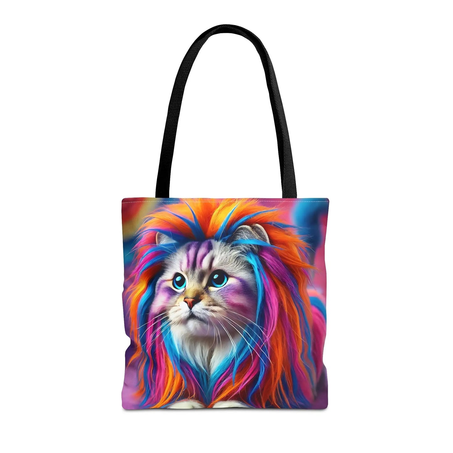 Colorful Rainbow Lion Cat Tote Bag