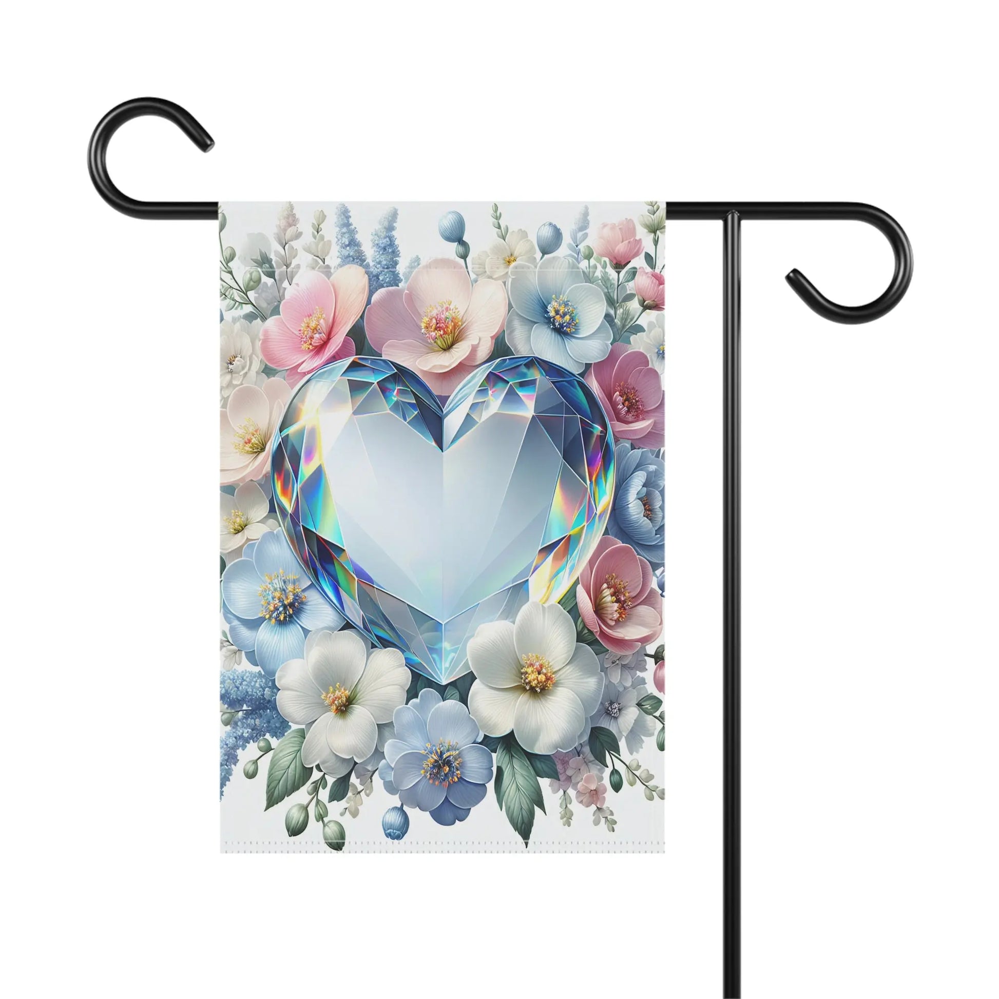 Heart-Shaped Garden Flag with Floral Design