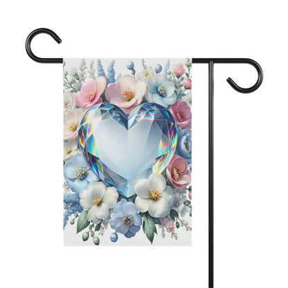Heart-Shaped Garden Flag with Floral Design