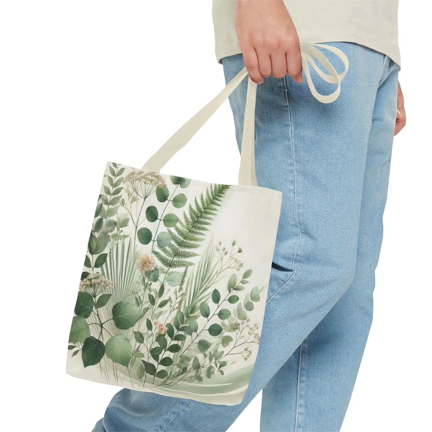 Green Botanical Ferns and Eucalyptus Tote Bag
