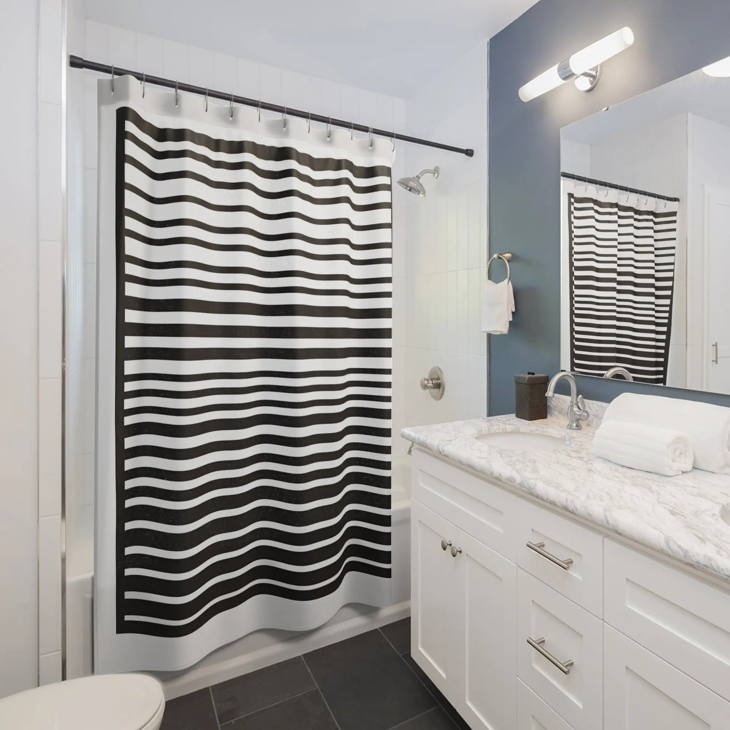 Monochrome Stripes Shower Curtains