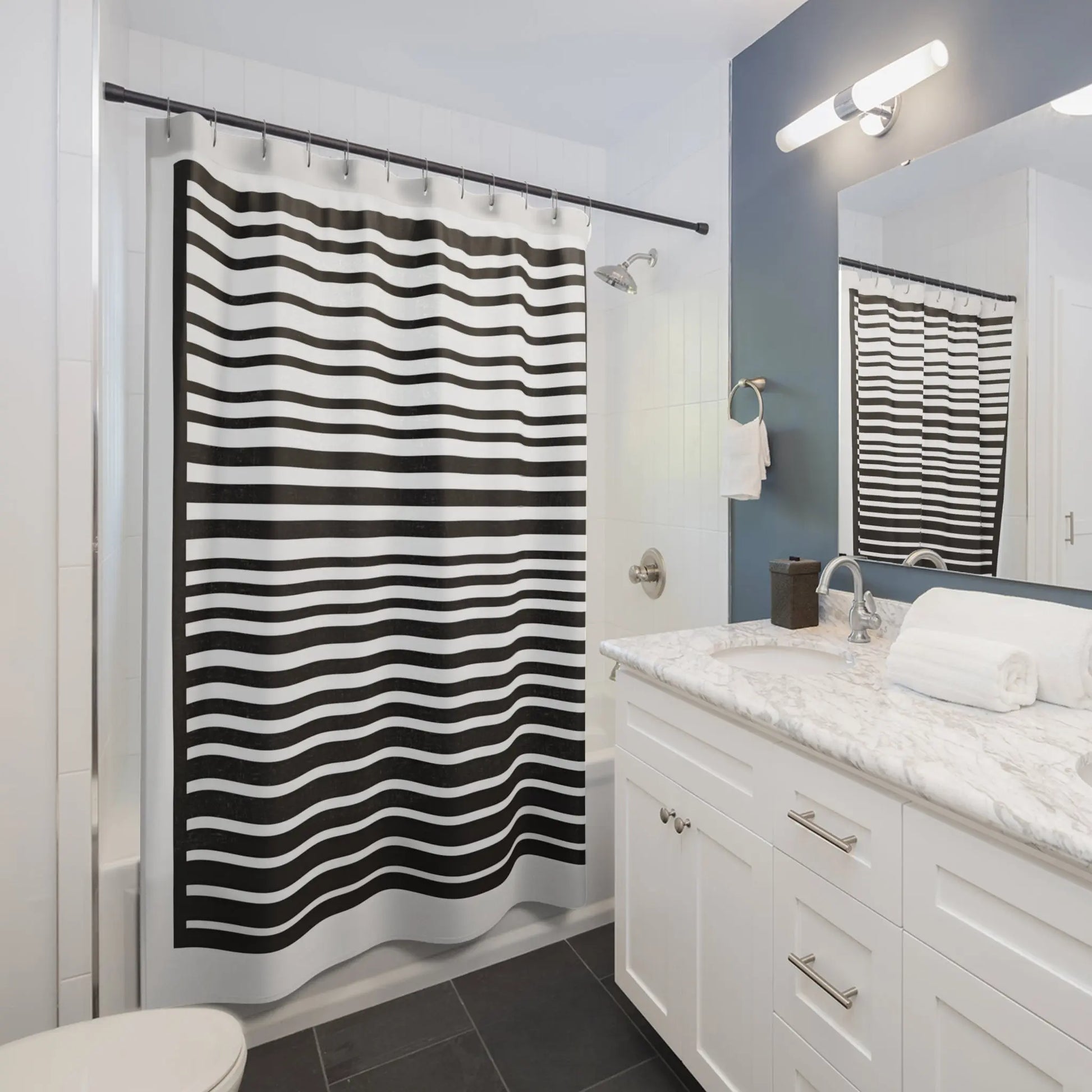 Monochrome Stripes Shower Curtains