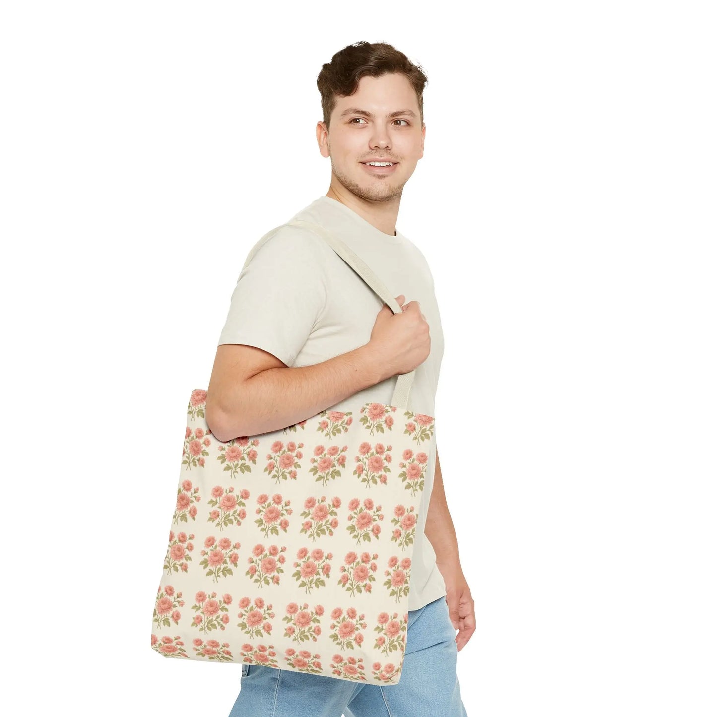 Vintage Rose Repeat Pattern Tote Bag