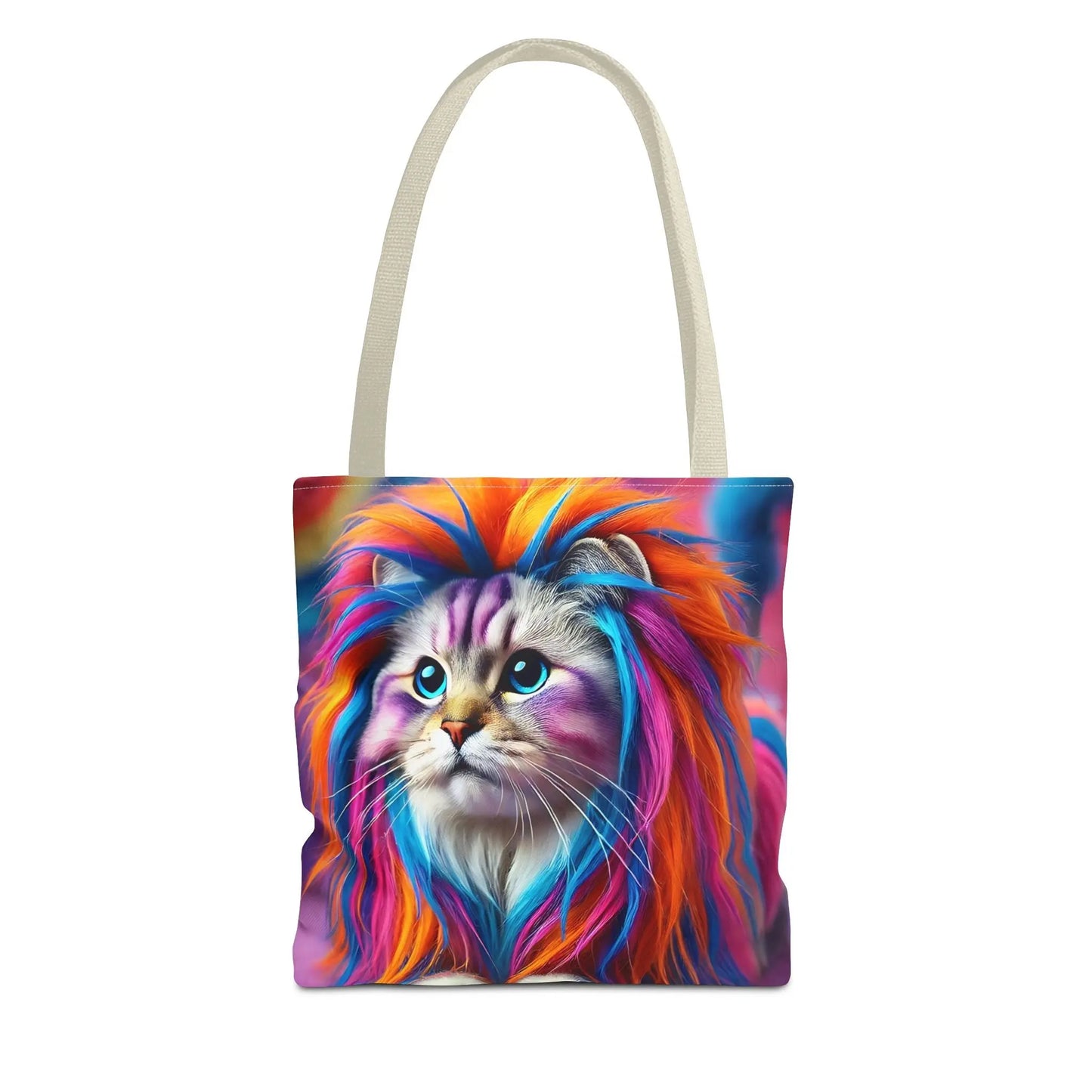 Colorful Rainbow Lion Cat Tote Bag
