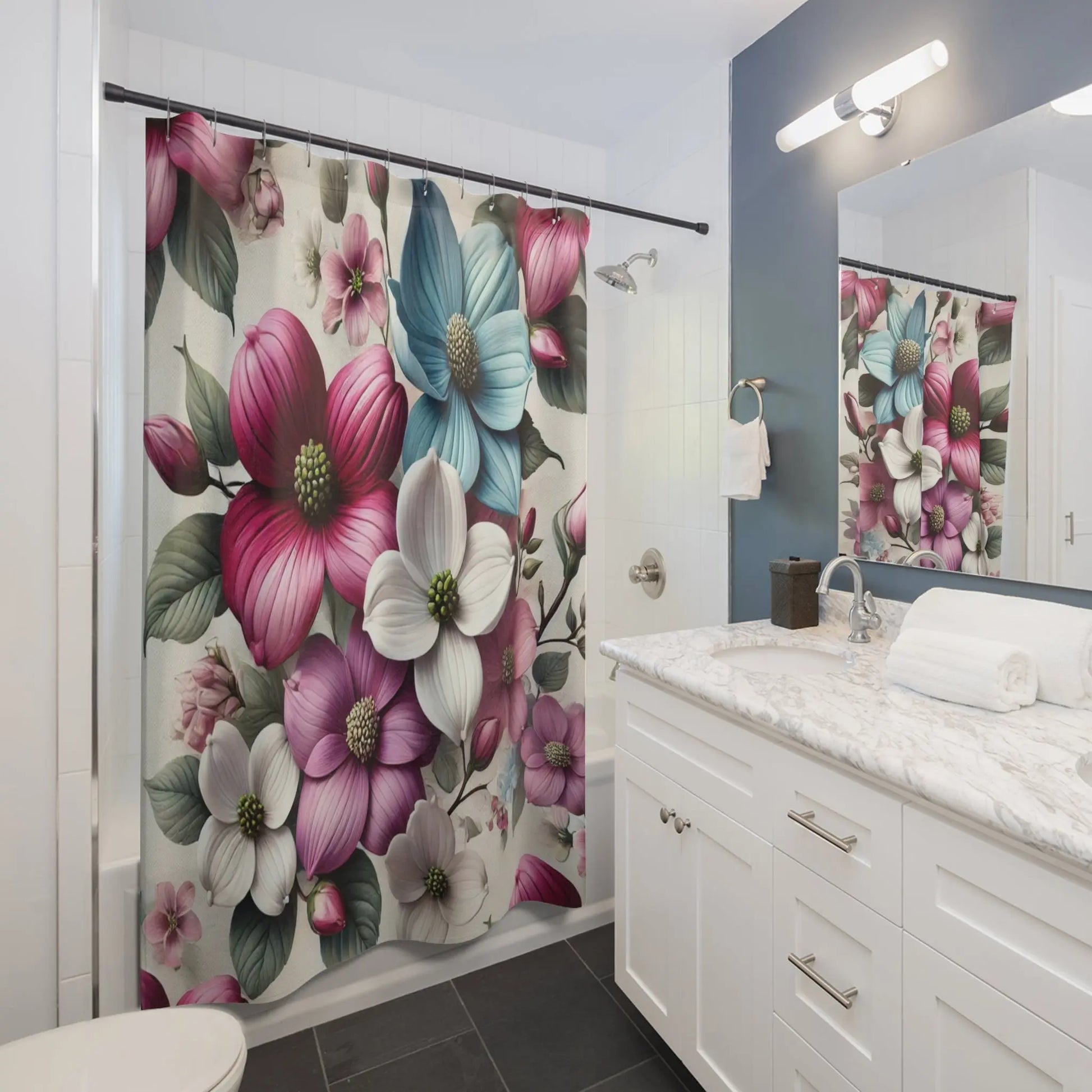 Vibrant Dogwood Blooms Floral Shower Curtain