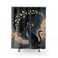 Enchanting Cat & Butterfly Shower Curtain