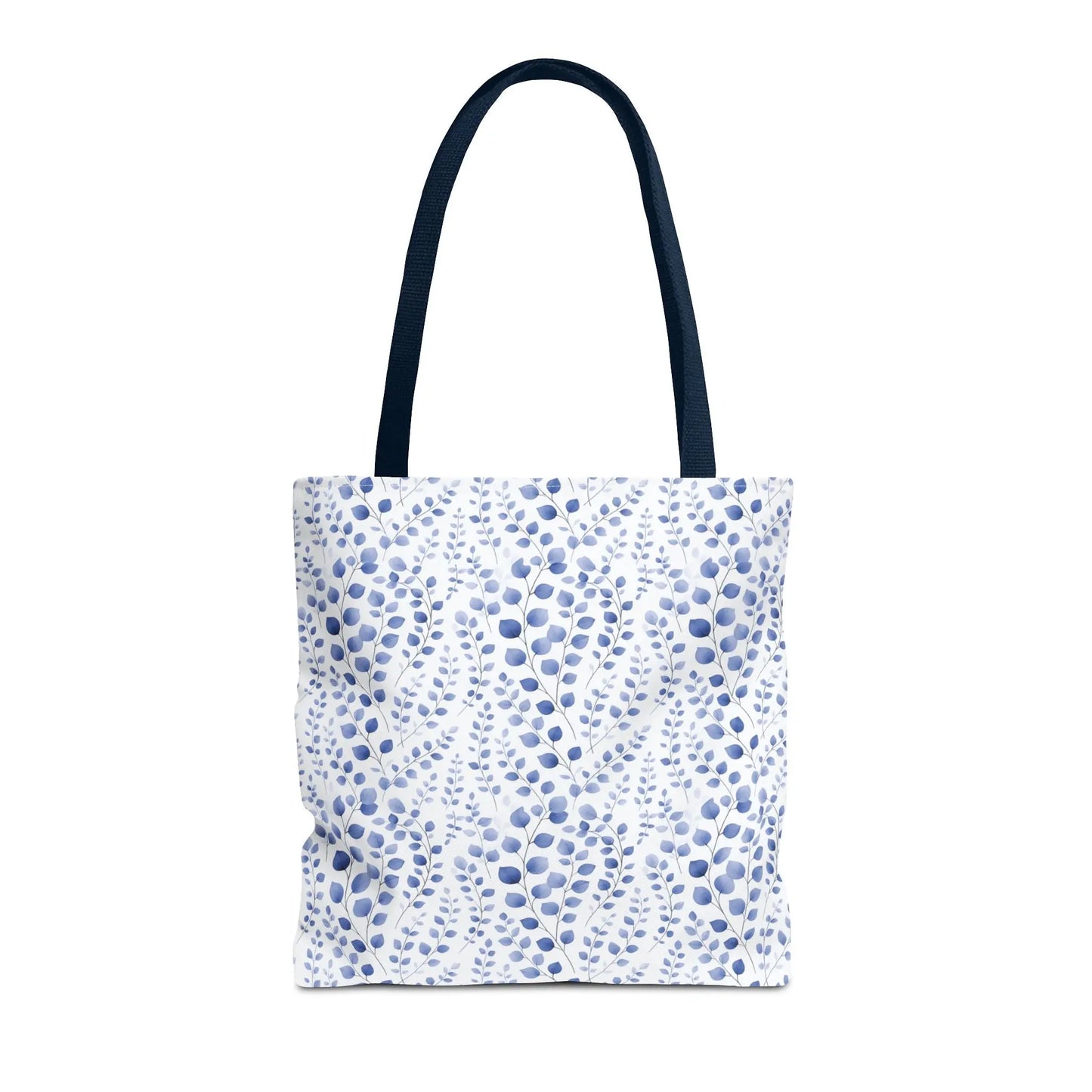 Blue Watercolor Dot Leaf Pattern Tote Bag
