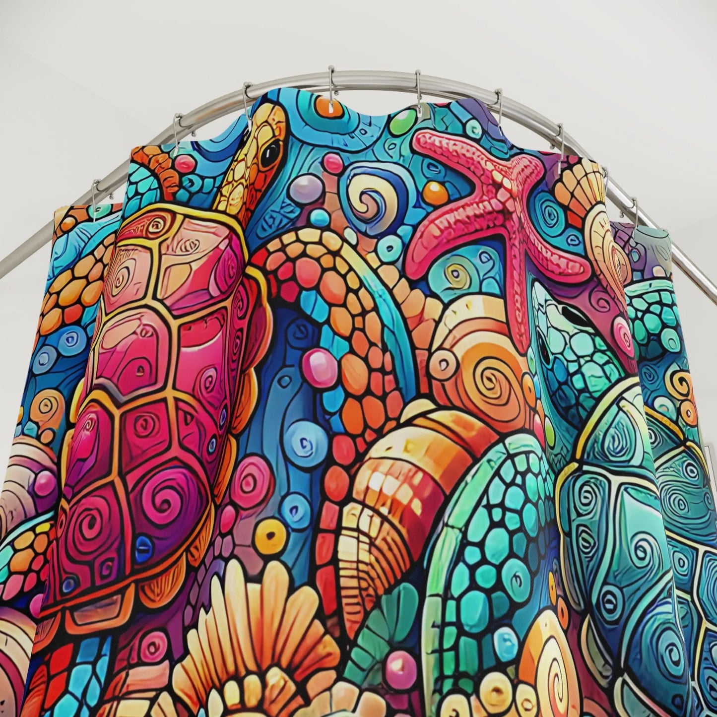 Vibrant Sea Life Shower Curtain