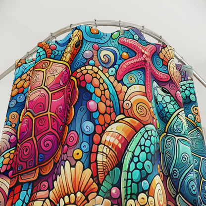 Vibrant Sea Life Shower Curtain
