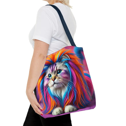 Colorful Rainbow Lion Cat Tote Bag