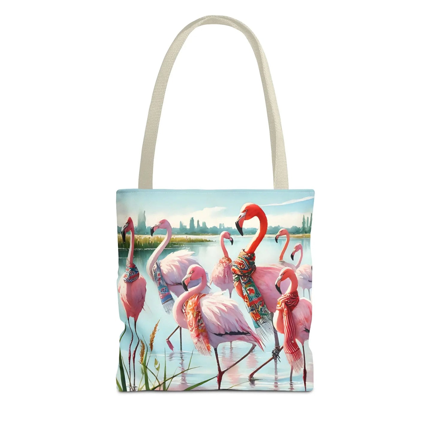 Fancy Scarf Flamingos Tote Bag