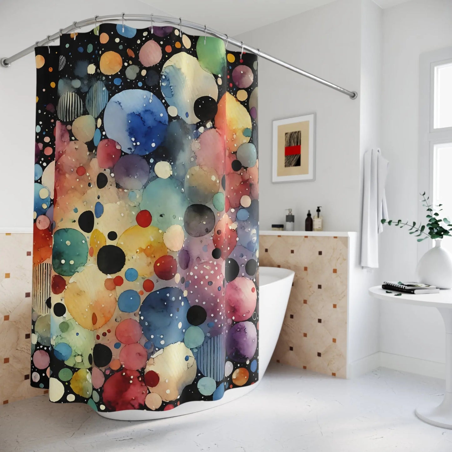 Watercolor Bubbles Shower Curtain