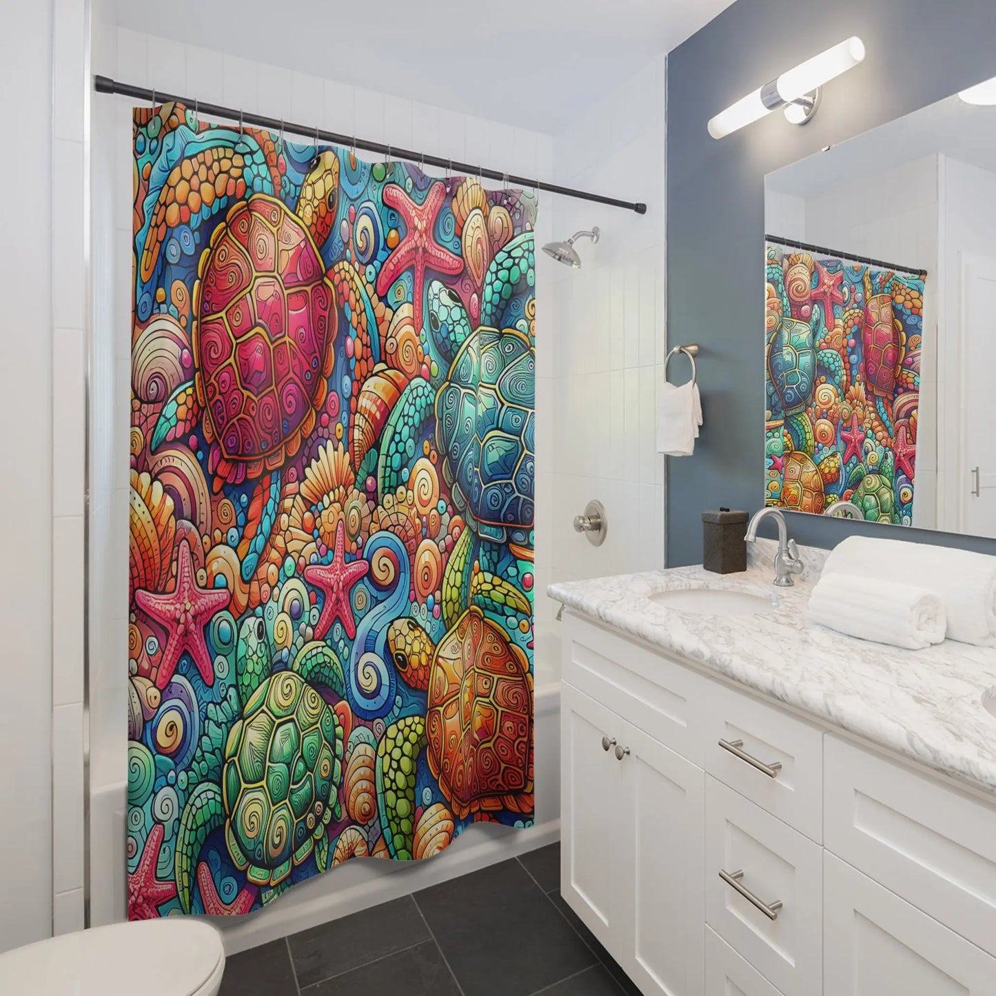 Vibrant Sea Life Shower Curtain