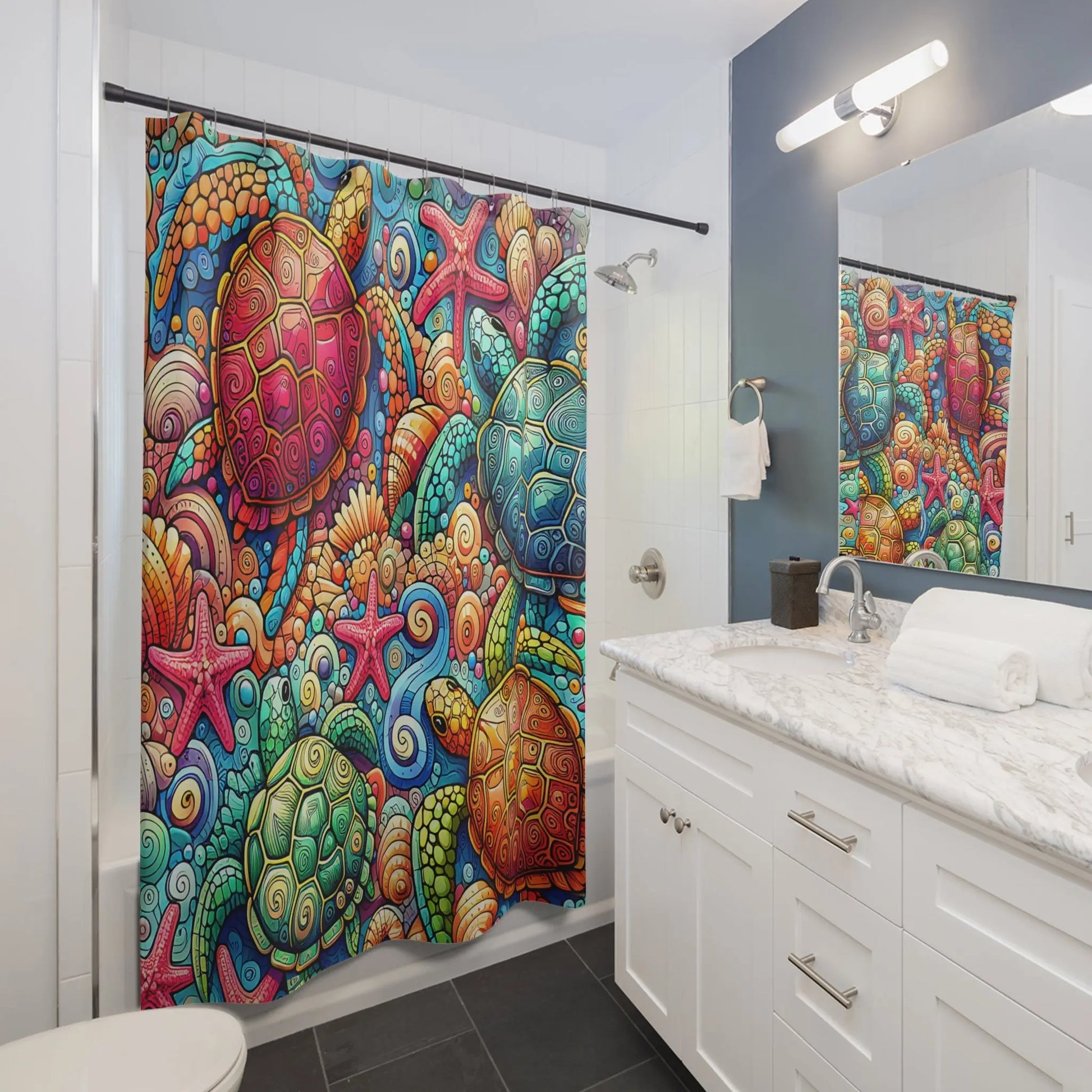 Vibrant Sea Life Shower Curtain