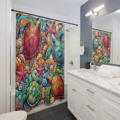 Vibrant Sea Life Shower Curtain
