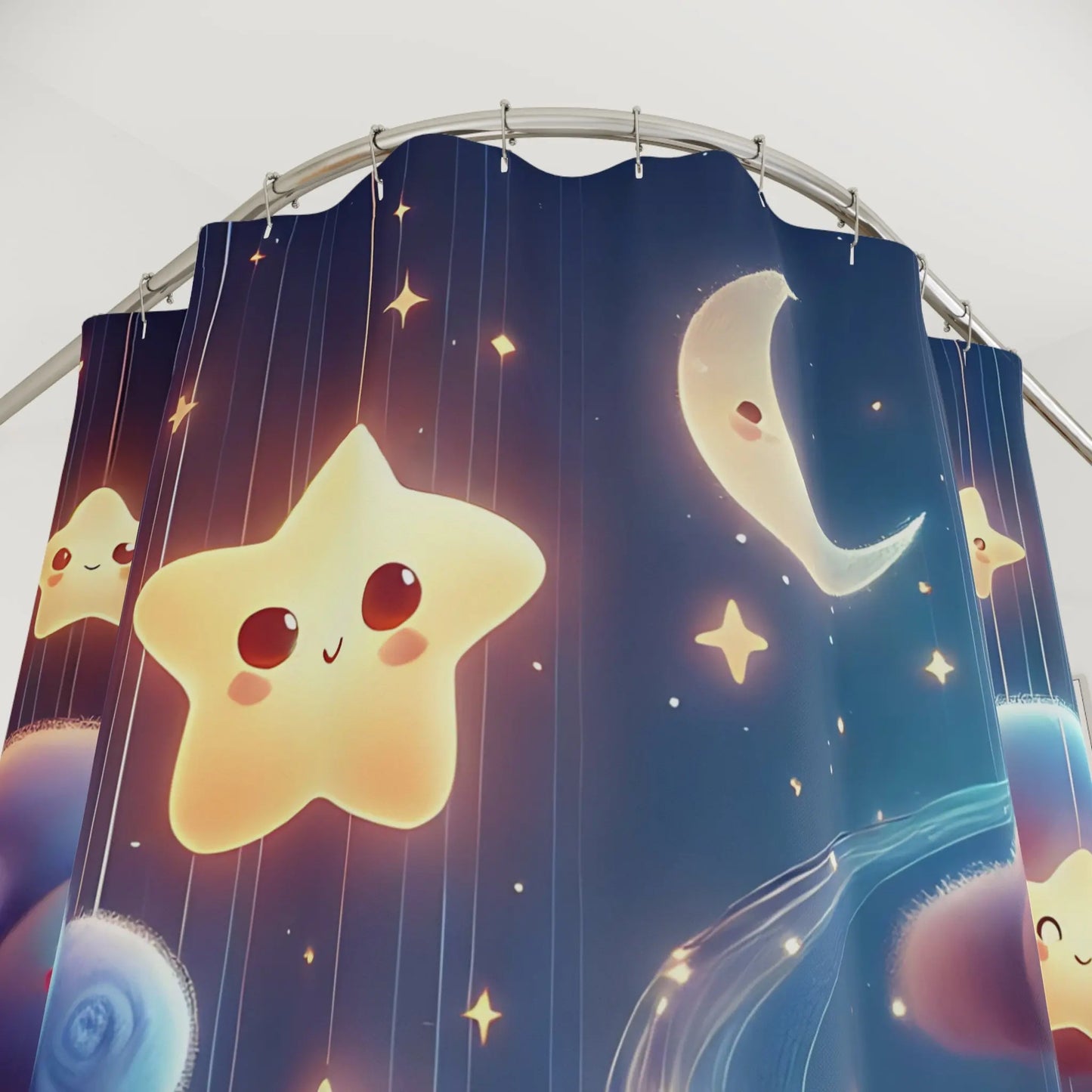 Galaxy Theme Kids Shower Curtain
