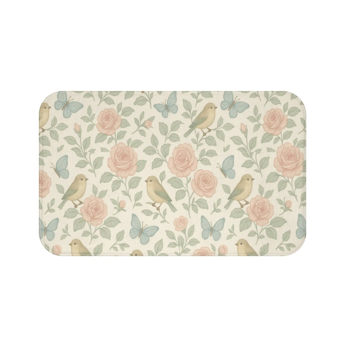 Botanical Birds and Roses Bath Mat