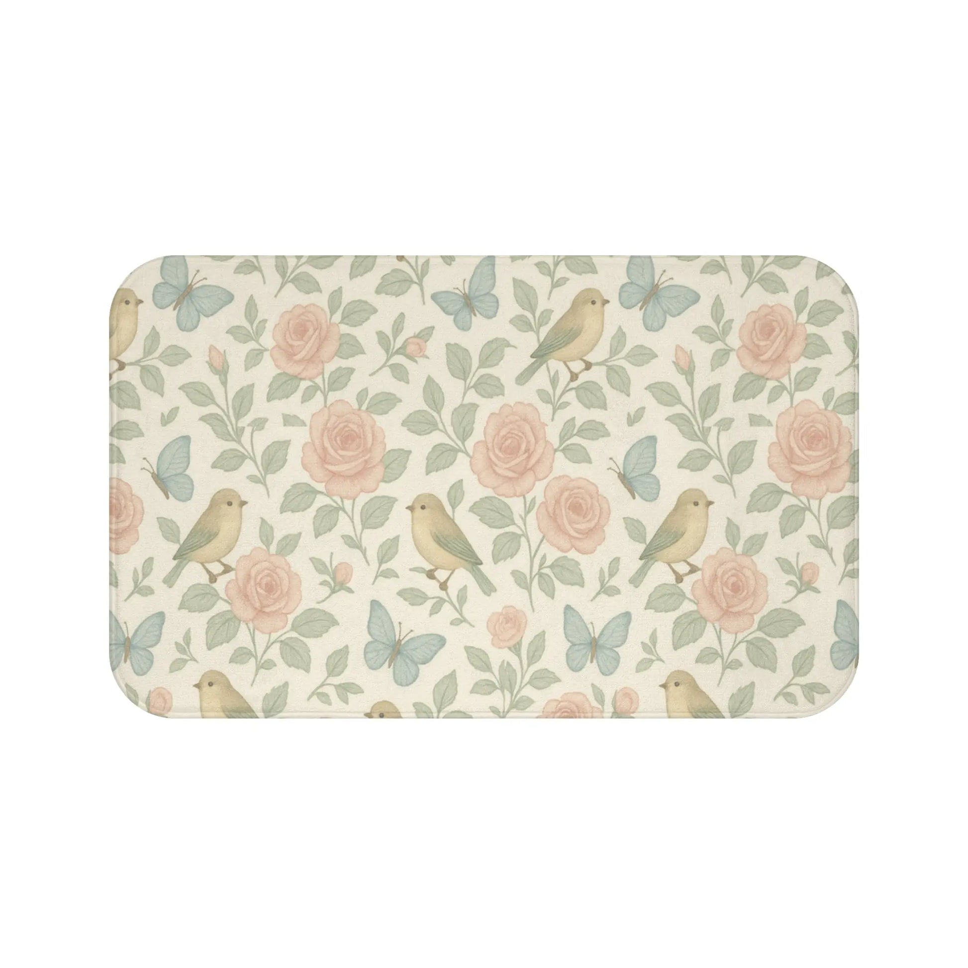 Botanical Birds and Roses Bath Mat