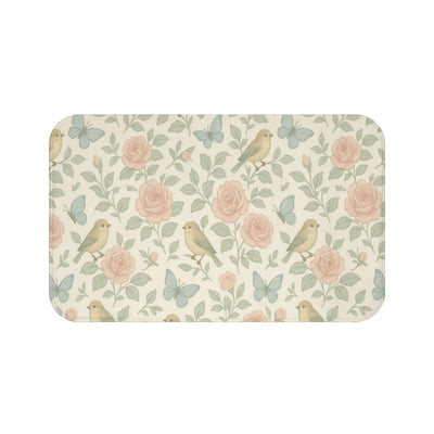 Botanical Birds and Roses Bath Mat
