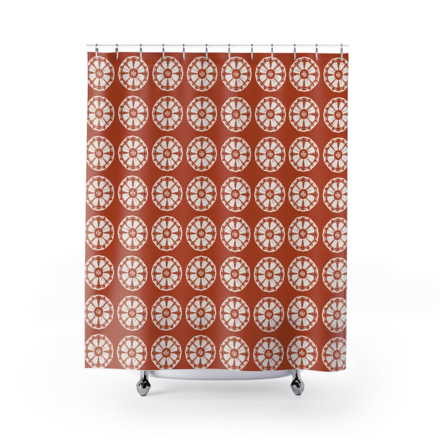 Japanese Shibori Terracotta Shower Curtain