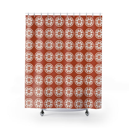 Japanese Shibori Terracotta Shower Curtain
