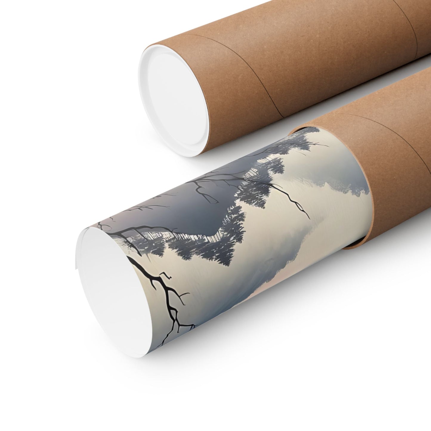 Cherry Blossom Mountain Art Poster