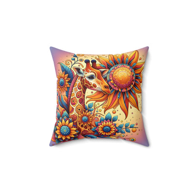 Vibrant Giraffe Floral Pillow