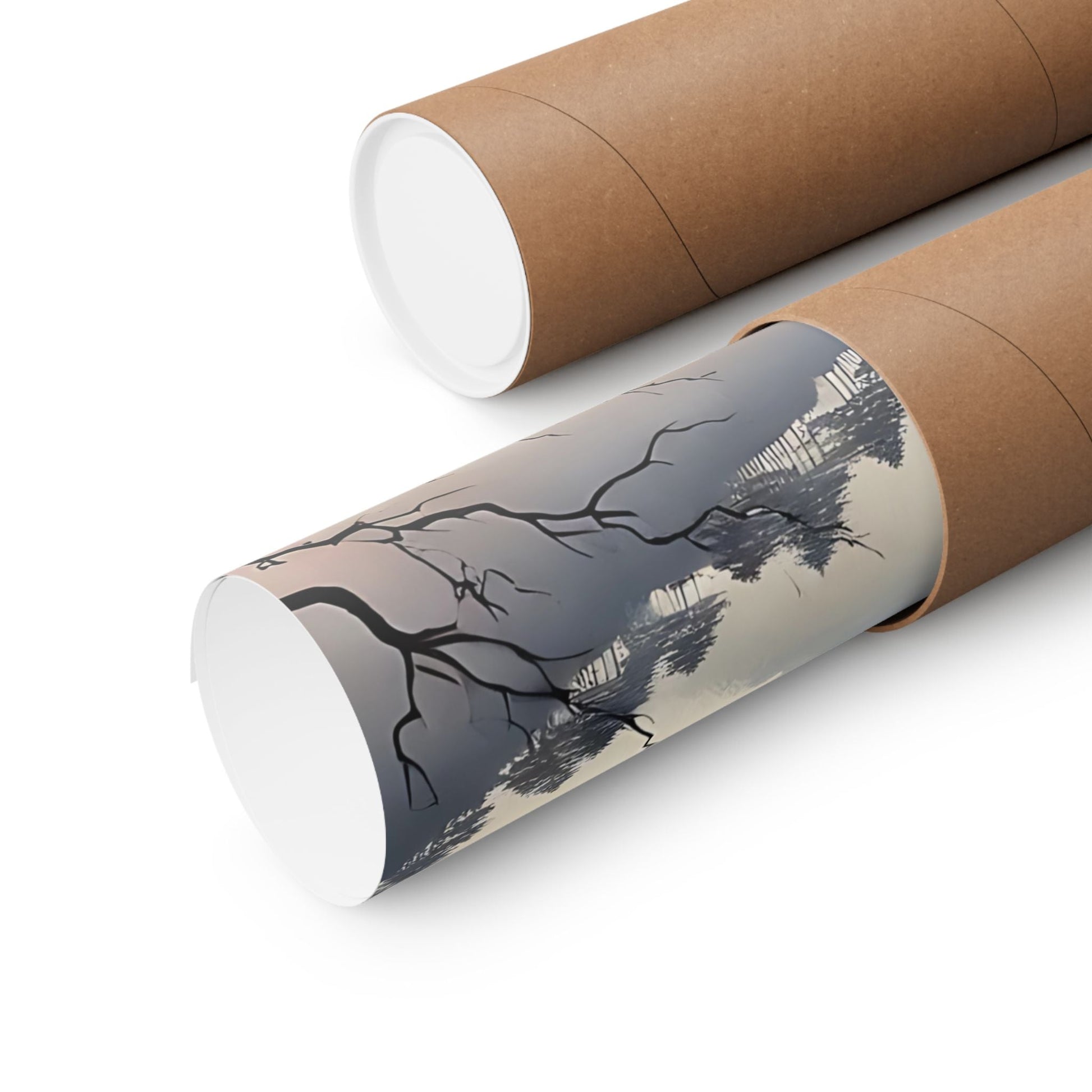 Cherry Blossom Mountain Art Poster