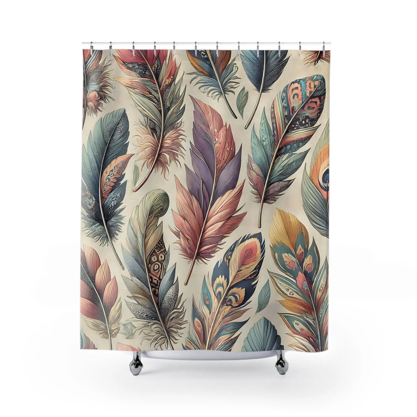 Feathers of Many Colors Shower Curtains