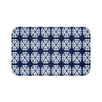 Japanese Shibori Indigo Bath Mat - Navy Blue Tie-Dye Pattern, Boho Bathroom Rug, Artisan Style, Non-Slip Bath Rug, Spa Bathroom Decor