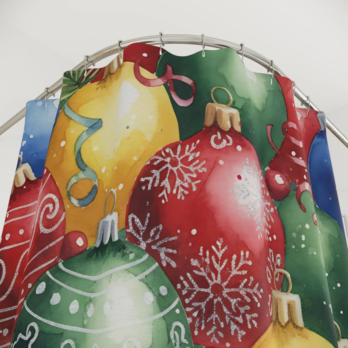 Colorful Christmas Ornaments Shower Curtain