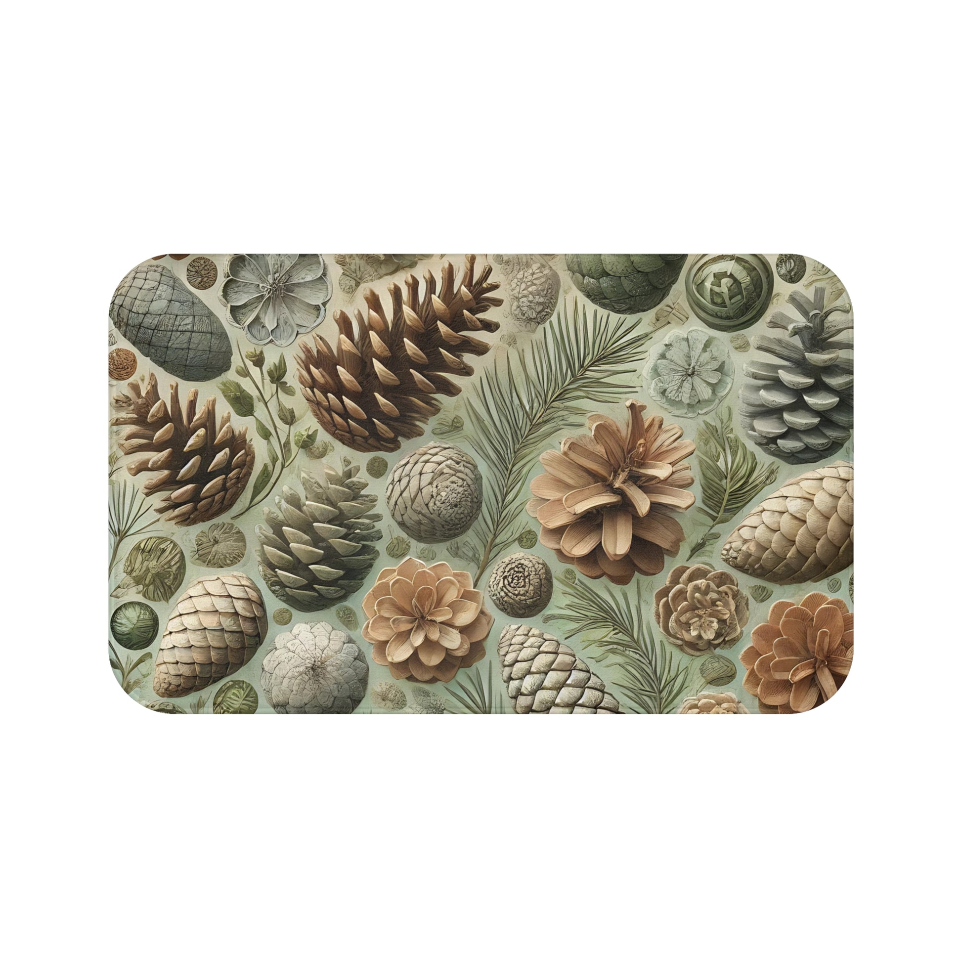 Nature-Inspired Bath Mat with Pinecones