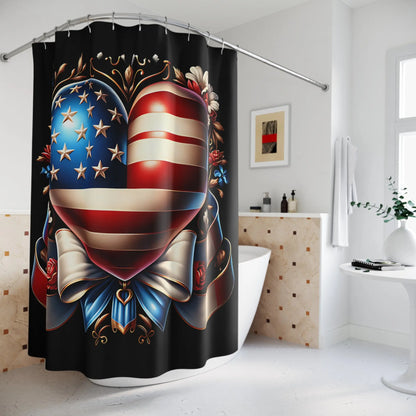 Patriotic Heart Shower Curtain