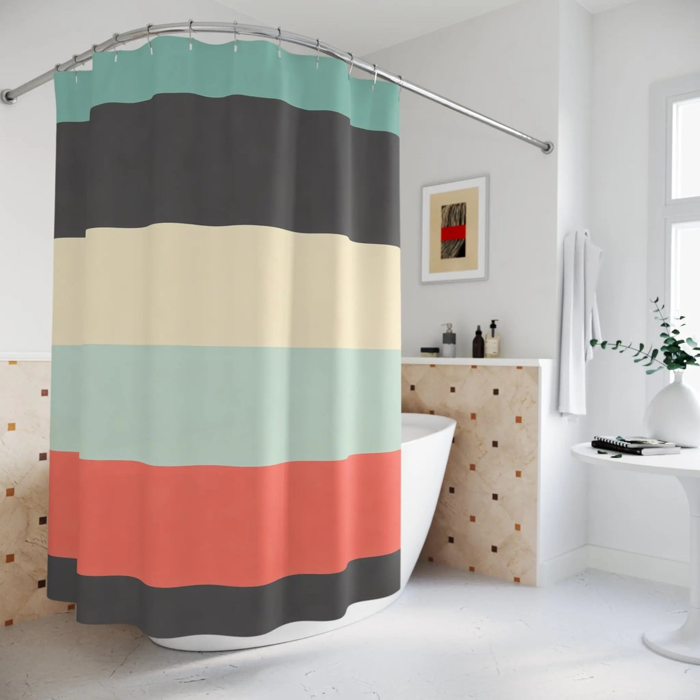 Retro Striped Shower Curtain