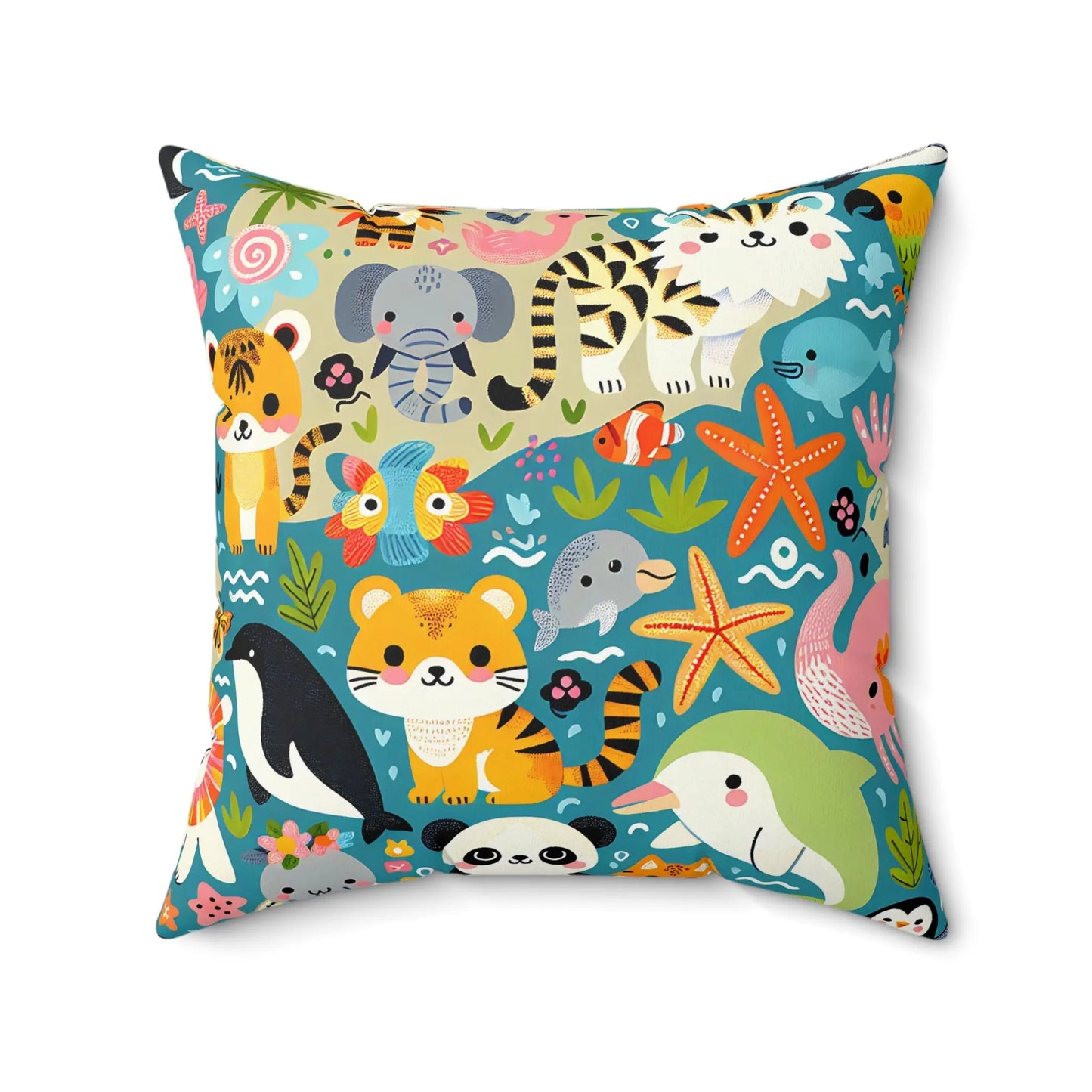 Whimsical Animal-Themed Throw Pillow