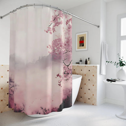 Misty Japanese Cherry Blossom Tree Shower Curtain