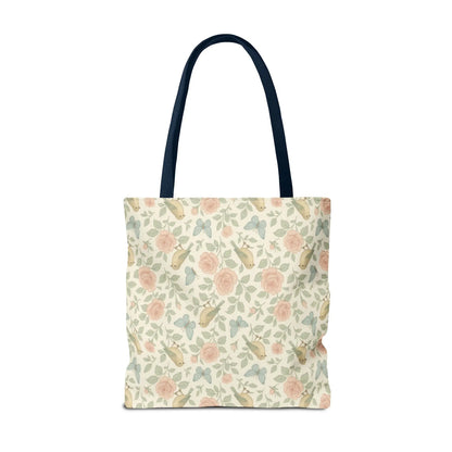 Vintage Rose and Bird Pattern Tote Bag
