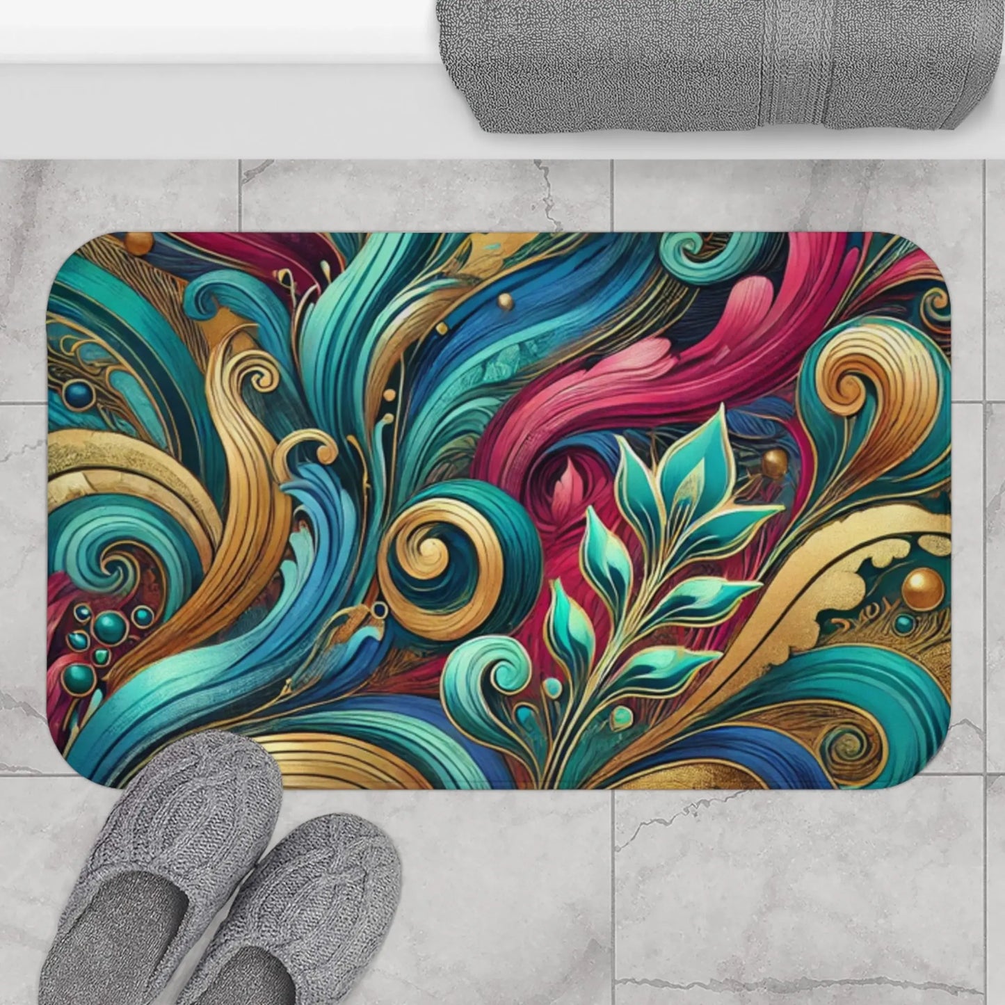 Bohemian Swirl Bath Mat