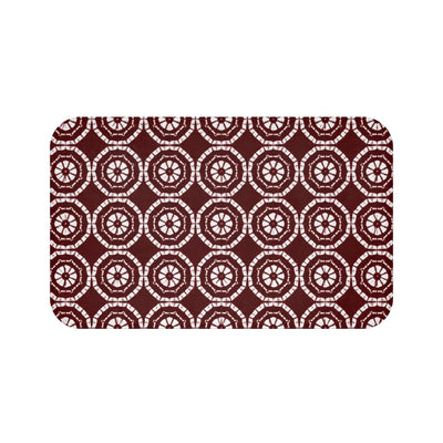 Japanese Shibori Bath Mat - Burgundy + White