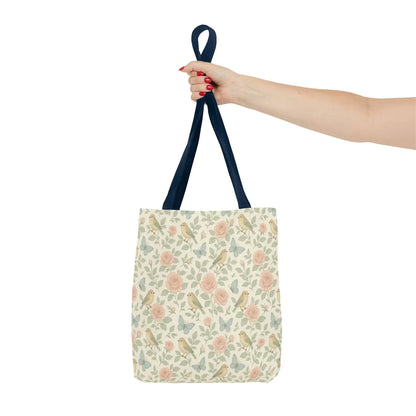 Vintage Rose and Bird Pattern Tote Bag