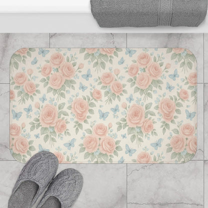 Romantic Rose and Butterfly Bath Mat