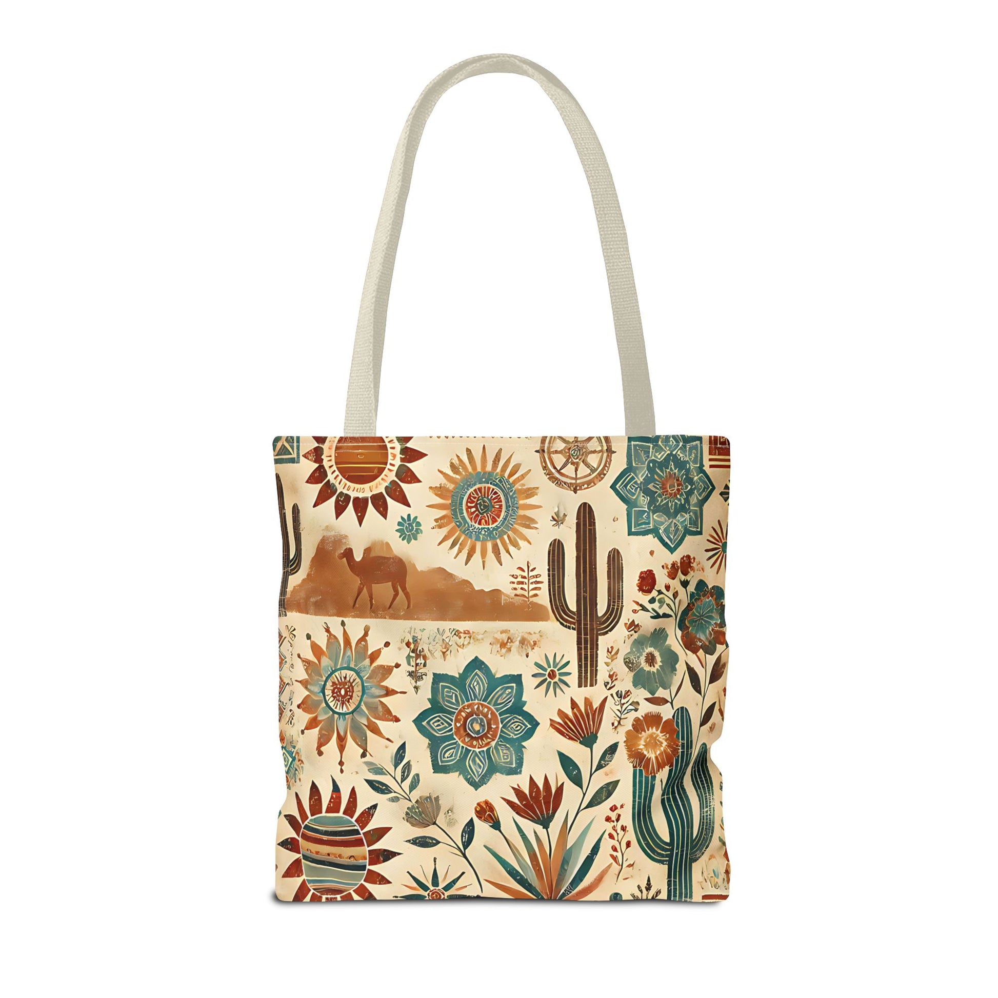Southwestern Desert Floral Tote Bag | Cactus Camel Pattern, Ladies Handbag, Womens Shopper