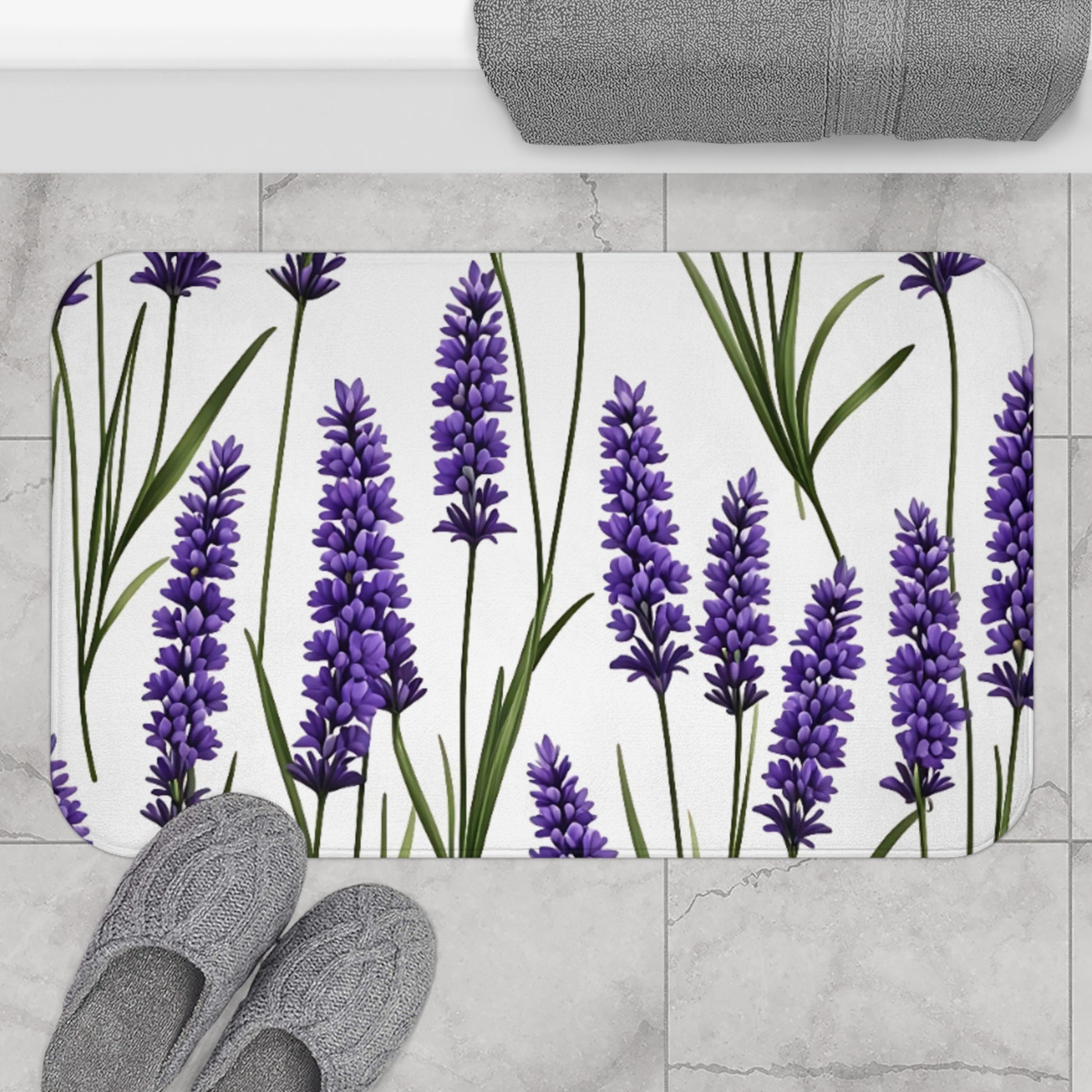 Lavender Floral Bath Mat