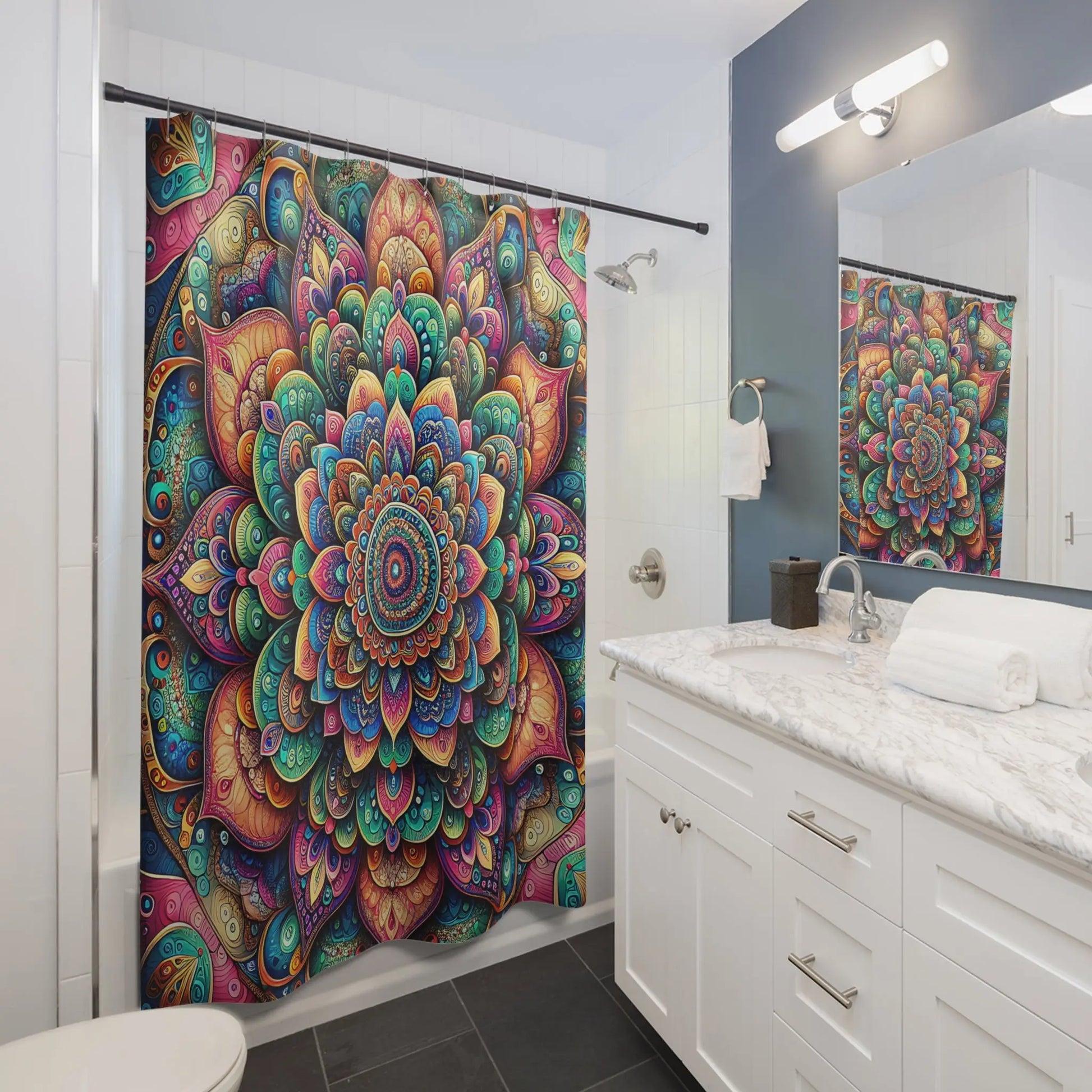 Vibrant Boho Mandala Shower Curtain