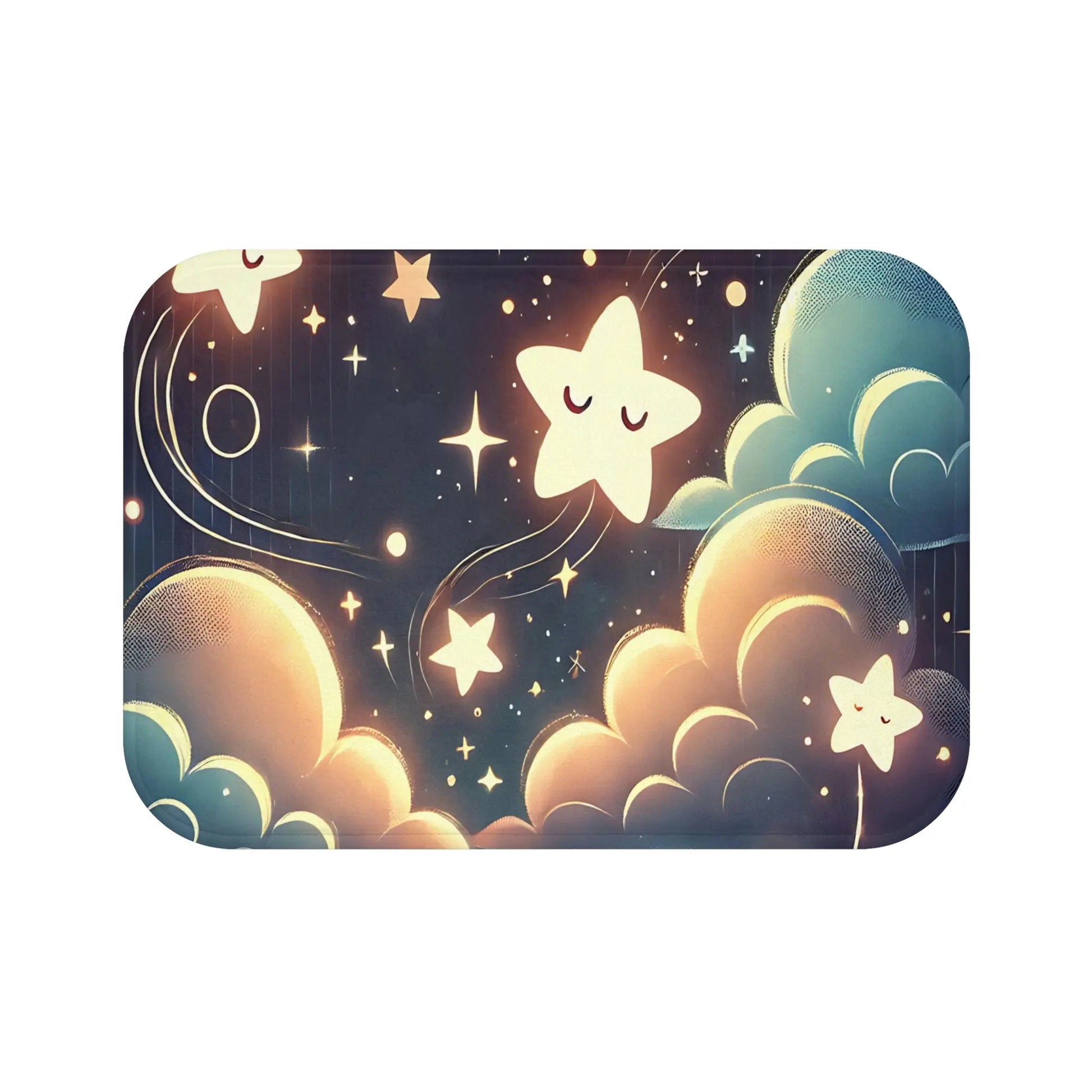 Whimsical Starry Clouds Bath Mat